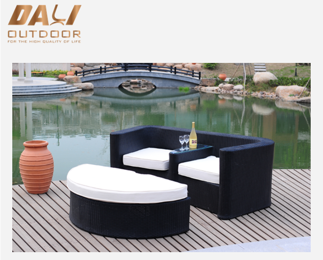 Set de scaune de relaxare PE Rattan răchită pentru patio Love Seat cu taburet