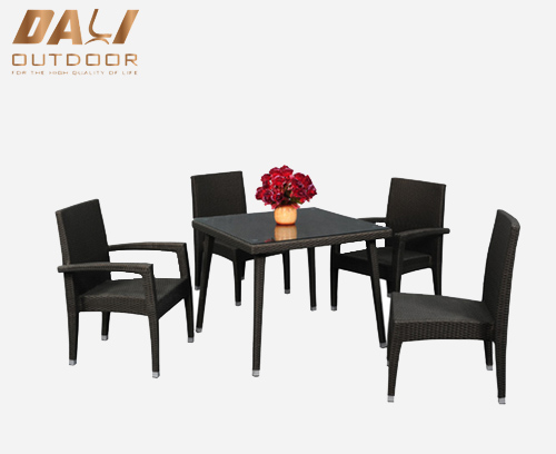 Set de sufragerie din ratan pentru mobilier de grădină de exterior